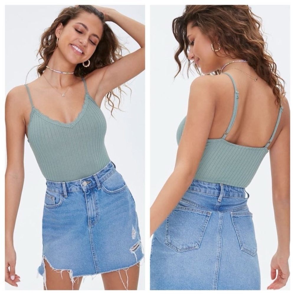 Forever 21 green tank top bodysuit size L